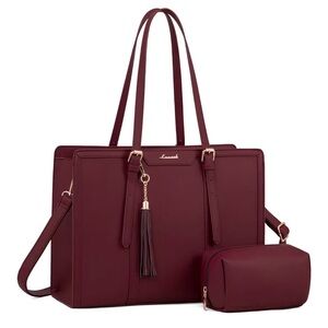 LOVEVOOK Laptop Tote for Women - 15.6 inch Lightweight PU Laptop Bag